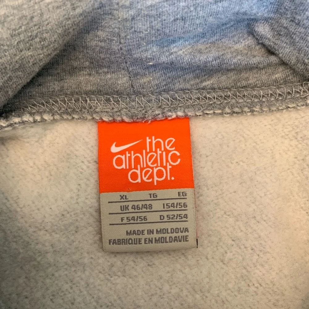 Vintage Orange Label The Athletic Dept Nike Hoodie Grey Cursive Mens XL‎